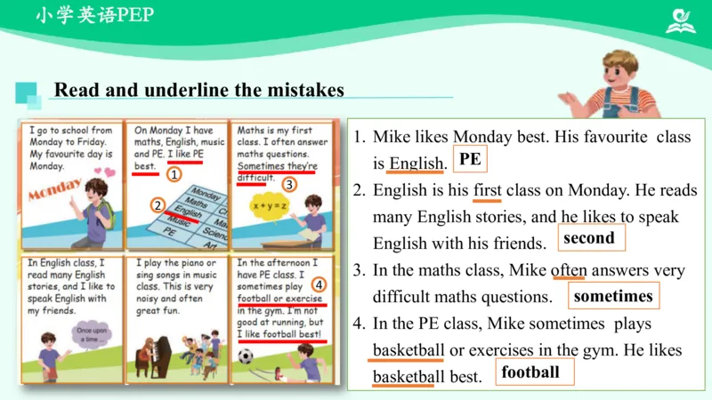 RecycleMike'shappydays(Day5-Day8)课件_26春四年级上下册人教版_四上英语合集人教版PEP英语四年级上册新教材（教学视频+课件+动画+音频+练习+教案）_19同步教案课件_人教pep3_6年级下册