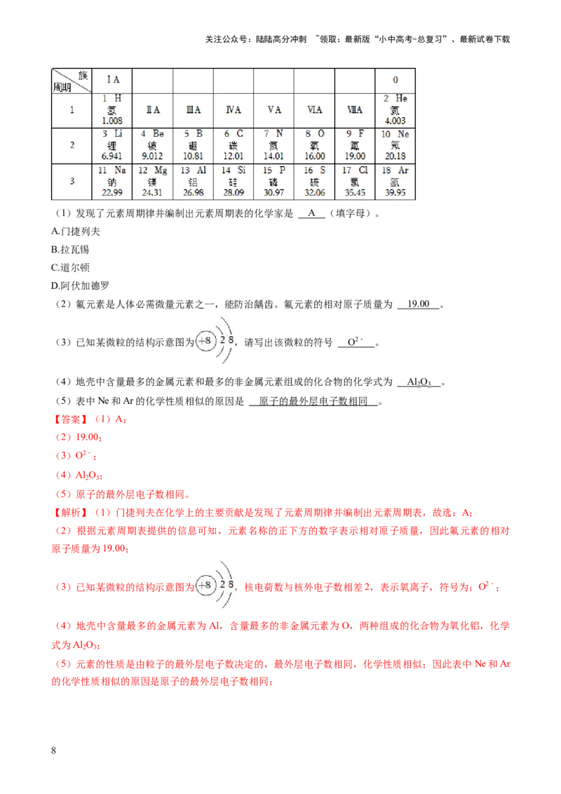 专题02物质的组成和结构（解析版）_02中考总复习（2026版更新中）_05-化学-中考总复习_2024年中考复习资料_三轮复习_查漏补缺2024年中考化学复习冲刺过关（全国通用）