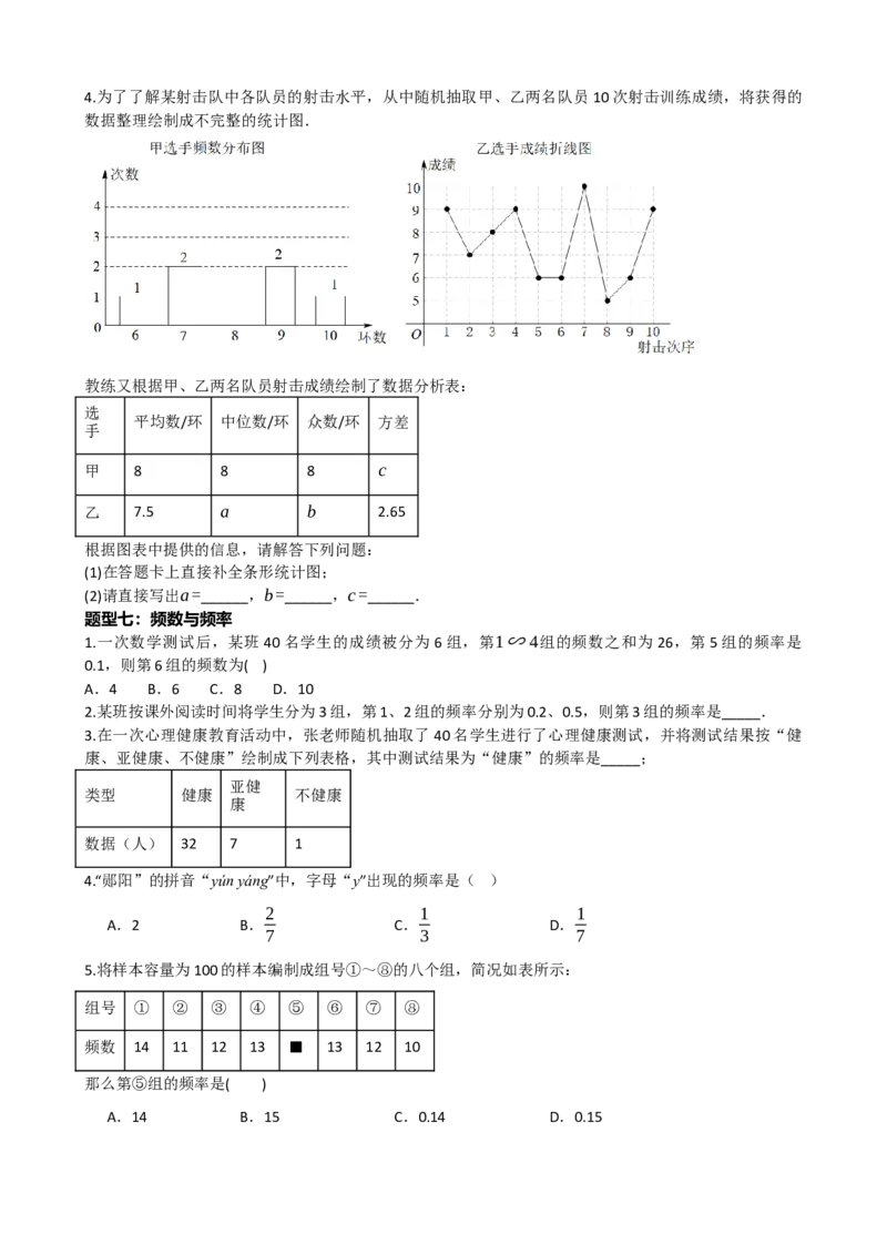专题33统计（原卷版）_中考数学一轮复习word_原卷版