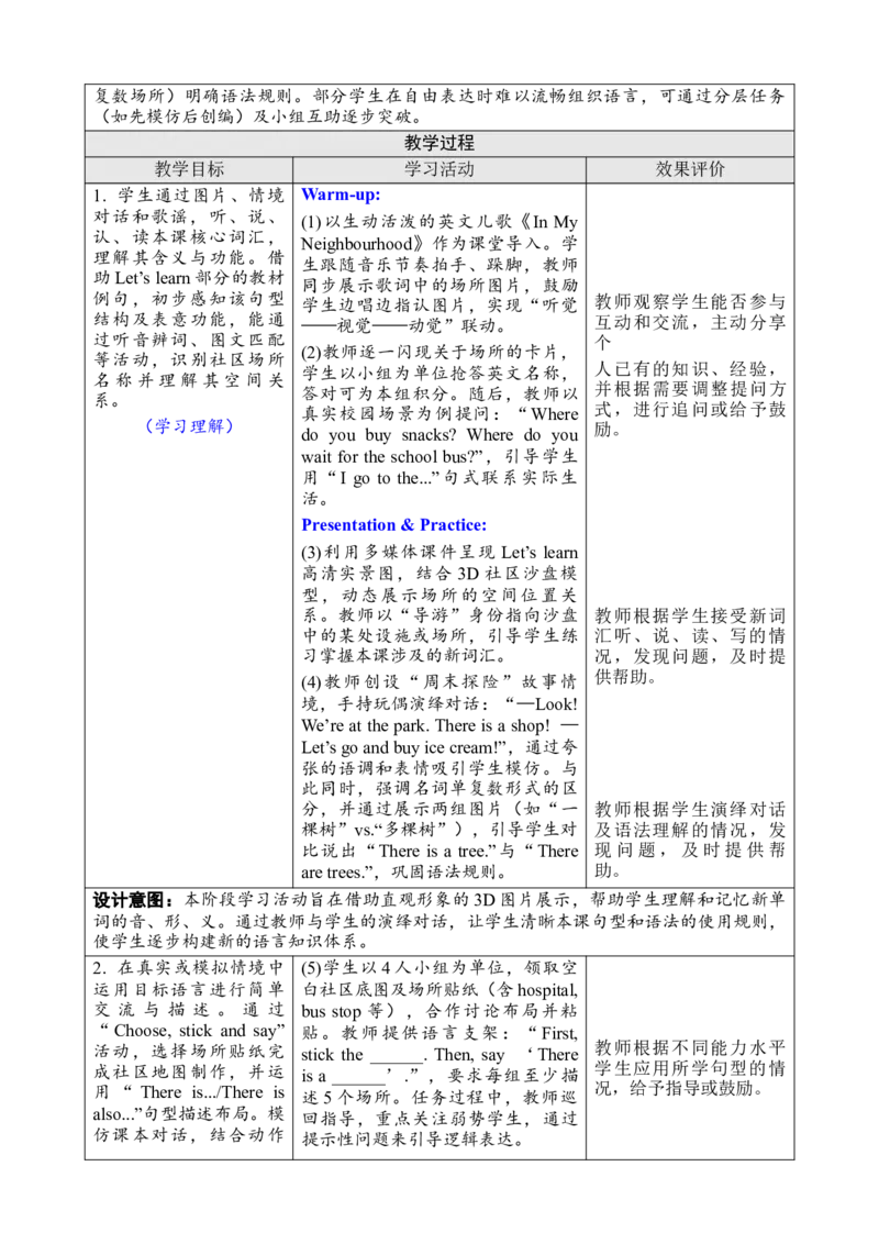 Unit3Placeswelivein教案_26春四年级上下册人教版_四上英语合集人教版PEP英语四年级上册新教材（教学视频+课件+动画+音频+练习+教案）_19同步教案课件_人教pep3_3-6上册