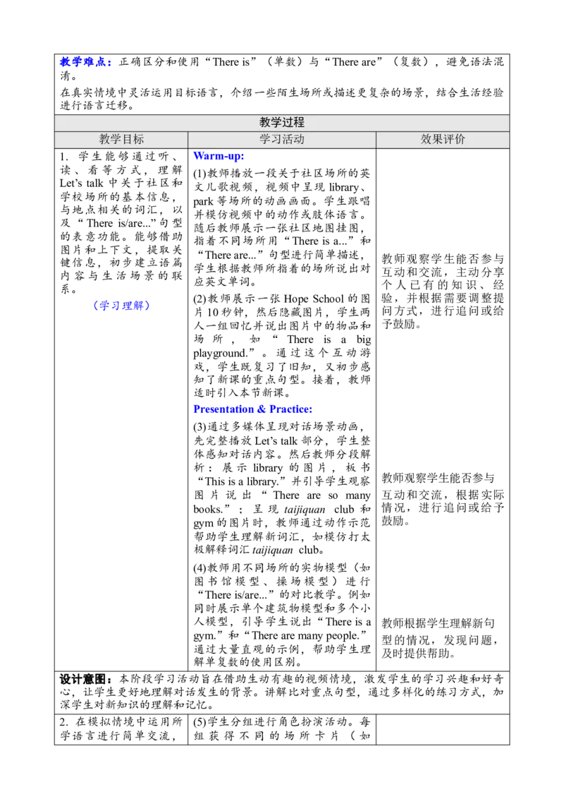 Unit3Placeswelivein教案_26春四年级上下册人教版_四上英语合集人教版PEP英语四年级上册新教材（教学视频+课件+动画+音频+练习+教案）_19同步教案课件_人教pep3_3-6上册