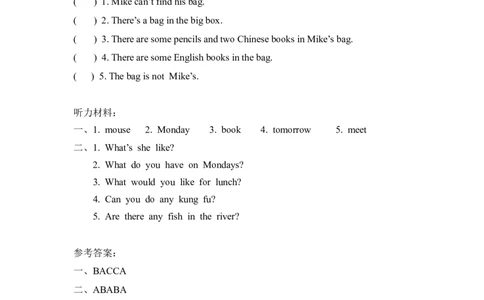 五上Recycle2第一课时_26春四年级上下册人教版_四上英语合集人教版PEP英语四年级上册新教材（教学视频+课件+动画+音频+练习+教案）_19同步教案课件_人教pep3_3-6年级上册_Recycle2_课时练