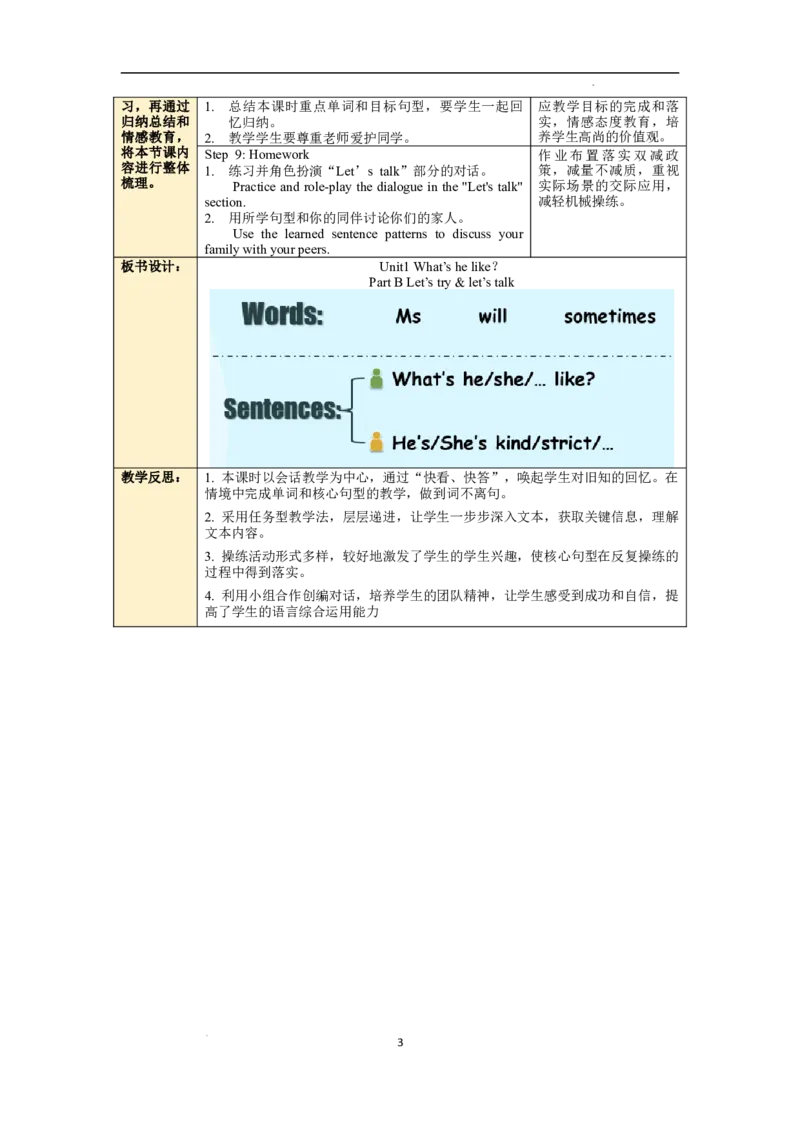 Unit1第4课时PartBLet'stry&Let'stalk_26春四年级上下册人教版_四上英语合集人教版PEP英语四年级上册新教材（教学视频+课件+动画+音频+练习+教案）_19同步教案课件_人教pep3_3-6上册