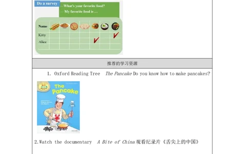 7Unit3What'sYourfavoritefood？PartA_国家课_学习任务单_26春四年级上下册人教版_四上英语合集人教版PEP英语四年级上册新教材（教学视频+课件+动画+音频+练习+教案）_17练习资料