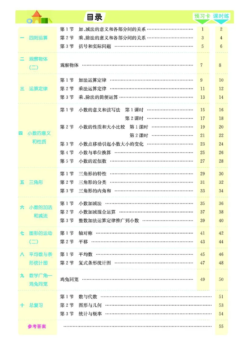 七彩课堂人教版数学4年级学生用书素养提升手册_26春四年级上下册人教版_四上英语合集人教版PEP英语四年级上册新教材（教学视频+课件+动画+音频+练习+教案）_17练习资料_《预习卡》