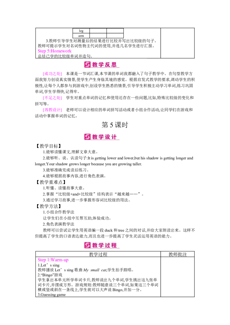 Unit1Howtallareyou？_26春四年级上下册人教版_四上英语合集人教版PEP英语四年级上册新教材（教学视频+课件+动画+音频+练习+教案）_19同步教案课件_人教pep3_3-6下册_《梓耕教育教案》