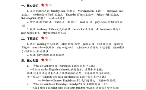 PEP人教版小学英语五上册期末复习知识清单._26春四年级上下册人教版_四上英语合集人教版PEP英语四年级上册新教材（教学视频+课件+动画+音频+练习+教案）_17练习资料