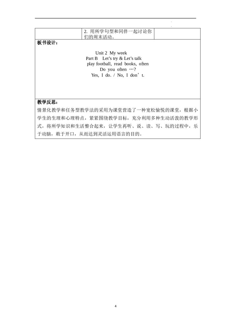 Unit2第4课时PartBLet'stry&Let'stalk_26春四年级上下册人教版_四上英语合集人教版PEP英语四年级上册新教材（教学视频+课件+动画+音频+练习+教案）_19同步教案课件_人教pep3