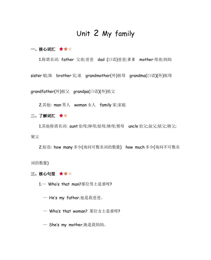 人教三下Unit2知识清单_26春四年级上下册人教版_四上英语合集人教版PEP英语四年级上册新教材（教学视频+课件+动画+音频+练习+教案）_19同步教案课件_人教pep3_3-6年级下册_3年级下册
