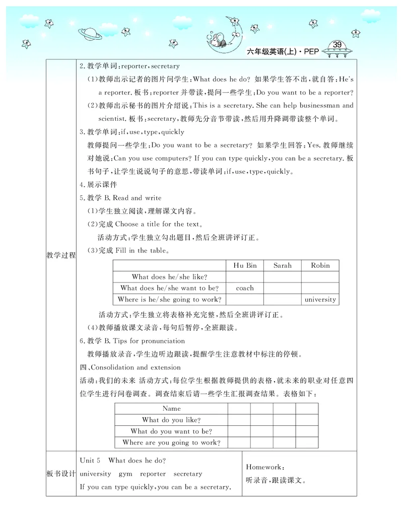 6P英上教案_26春四年级上下册人教版_四上英语合集人教版PEP英语四年级上册新教材（教学视频+课件+动画+音频+练习+教案）_19同步教案课件_人教pep3_3-6上册_《智慧树教案》