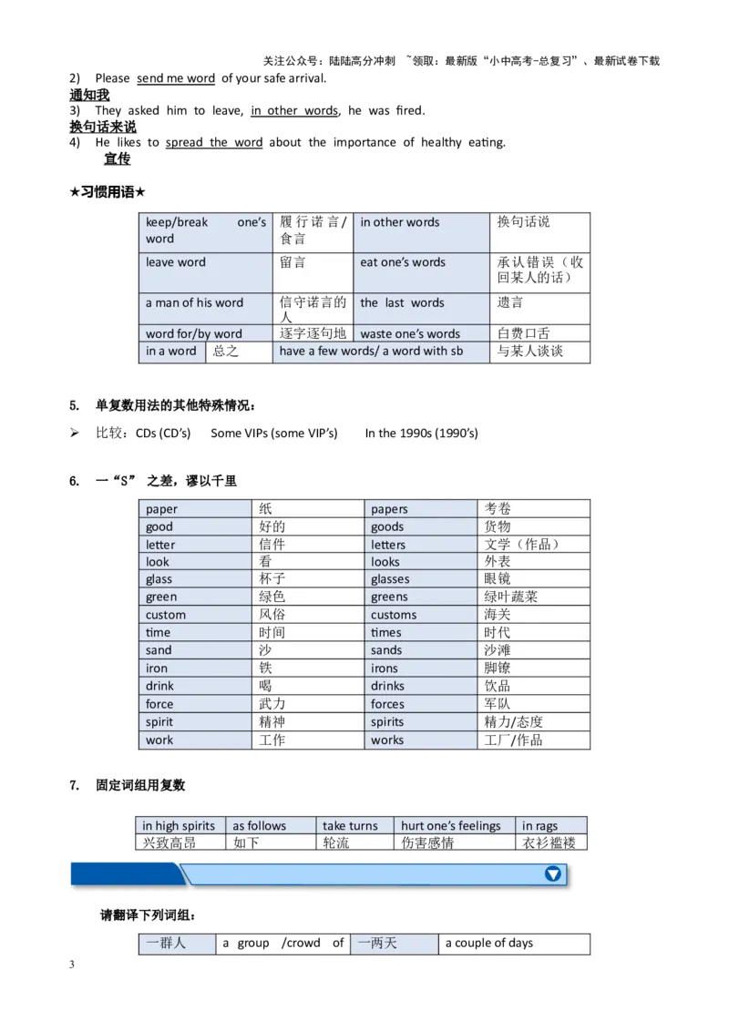 Chapter6名词与冠词笔记（全国通用）（原卷版）_02中考总复习（2026版更新中）_03-英语-中考总复习_2024年中考复习资料_专项复习资料_语法宝典备战2024年中考英语语法培优生笔记