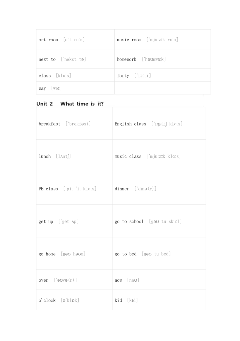 人教版PEP英语四年级下册单词默写表_26春四年级上下册人教版_四上英语合集人教版PEP英语四年级上册新教材（教学视频+课件+动画+音频+练习+教案）_17练习资料_《单词默写表》