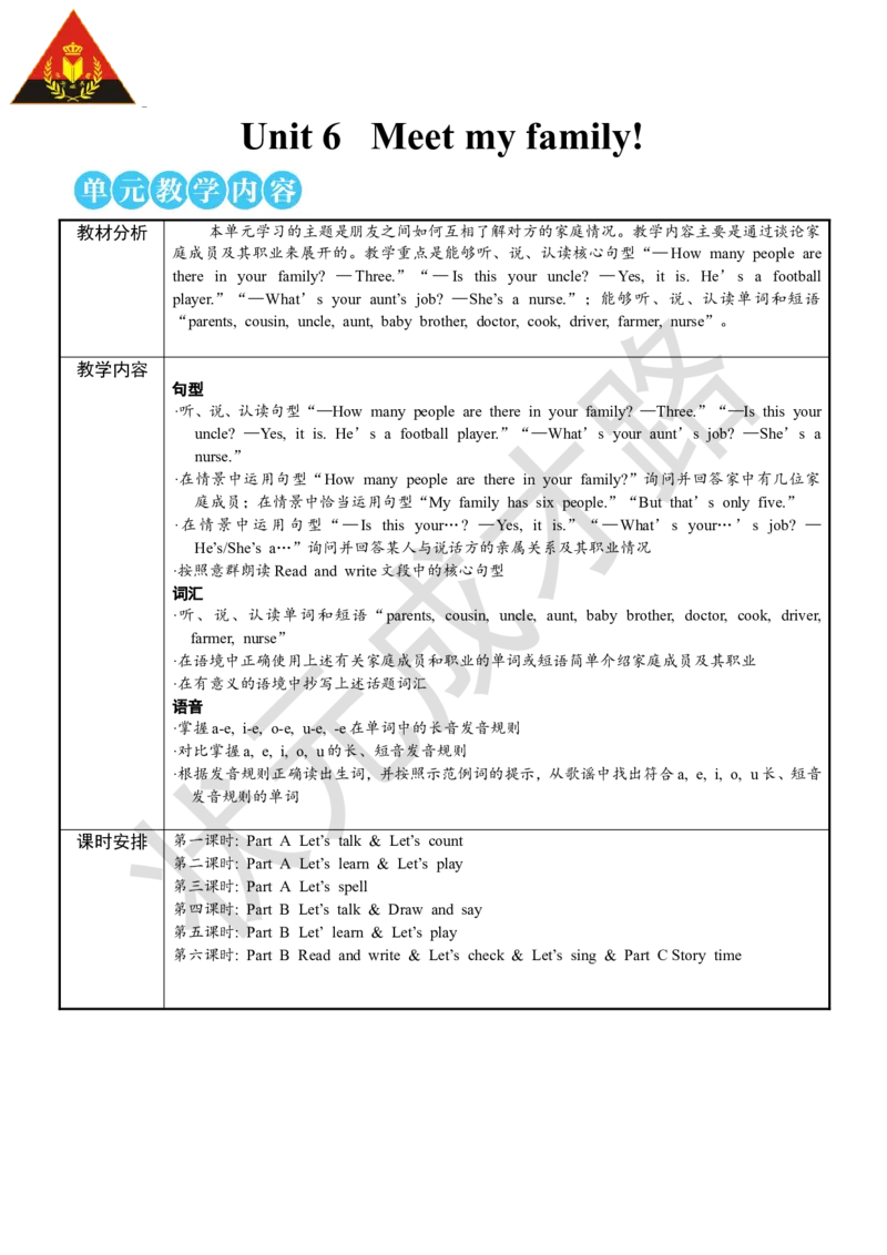 Thefirstperiod（第一课时)_26春四年级上下册人教版_四上英语合集人教版PEP英语四年级上册新教材（教学视频+课件+动画+音频+练习+教案）_19同步教案课件_人教pep3_3-6上册_4年级上册_Unit6