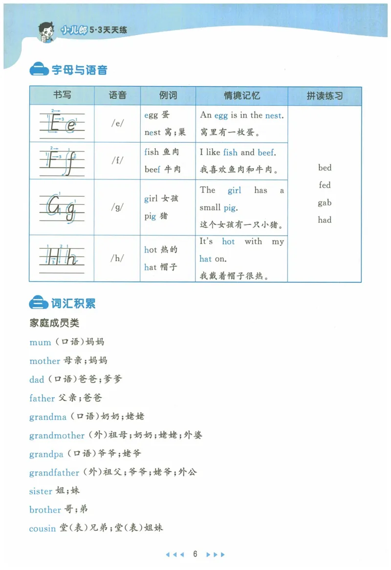 三年级英语上册人教PEP版24秋《53天天练》知识清单_26春四年级上下册人教版_四上英语合集人教版PEP英语四年级上册新教材（教学视频+课件+动画+音频+练习+教案）_17练习资料