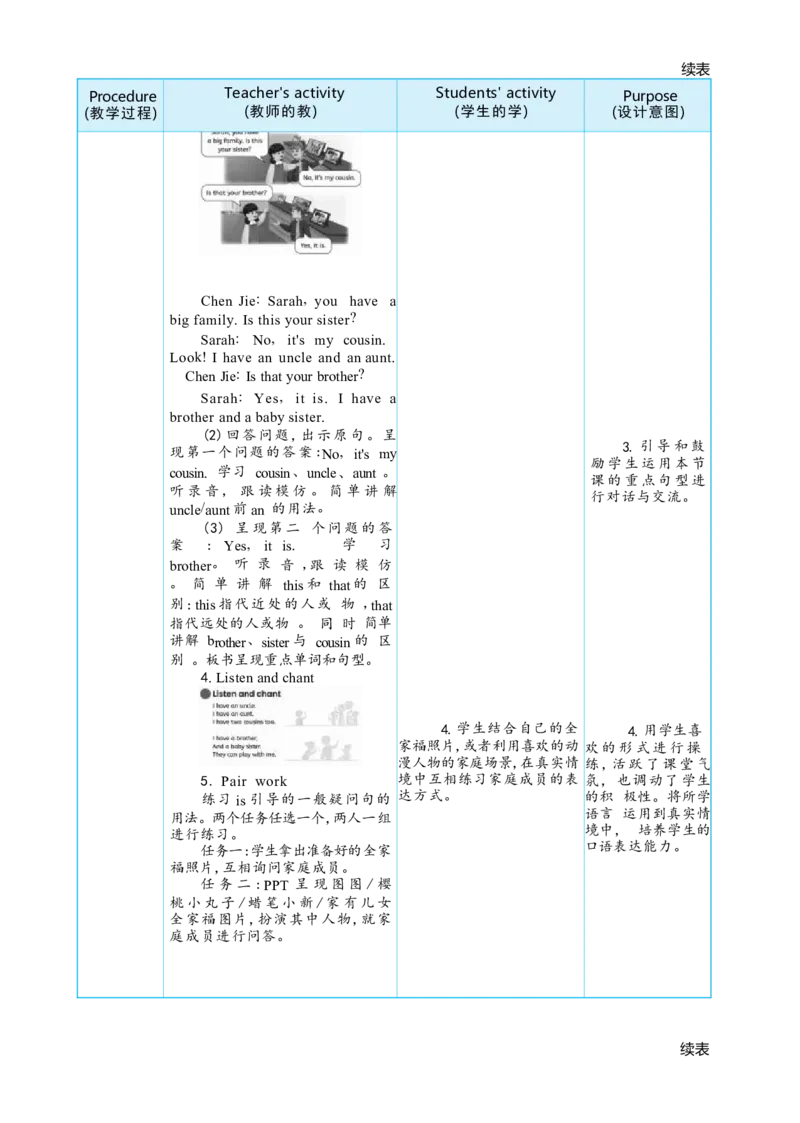 Unit2DifferentfamiliesPartBLet'stalk&Let'slearn大单元整体教学设计_26春四年级上下册人教版_四上英语合集人教版PEP英语四年级上册新教材（教学视频+课件+动画+音频+练习+教案）