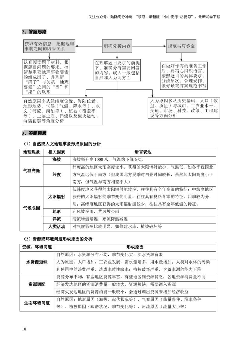 专题02综合题解题技巧（讲练）（原卷版）_02中考总复习（2026版更新中）_09-地理-中考总复习_2025中考地理复习资料_2025中考二轮课件ppt+讲义+练习地理_讲义+练习