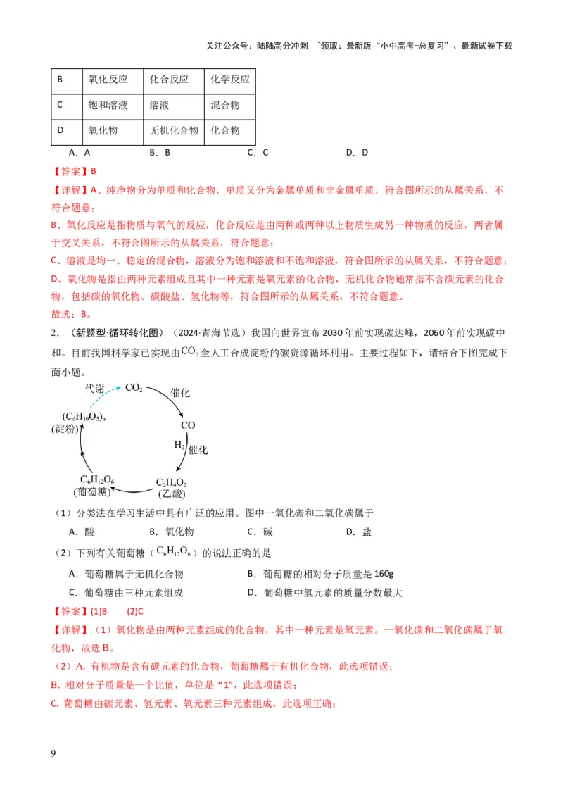 专题01物质的多样性（解析版）_02中考总复习（2026版更新中）_05-化学-中考总复习_2025年中考复习资料_备战2025年中考化学真题题源解密