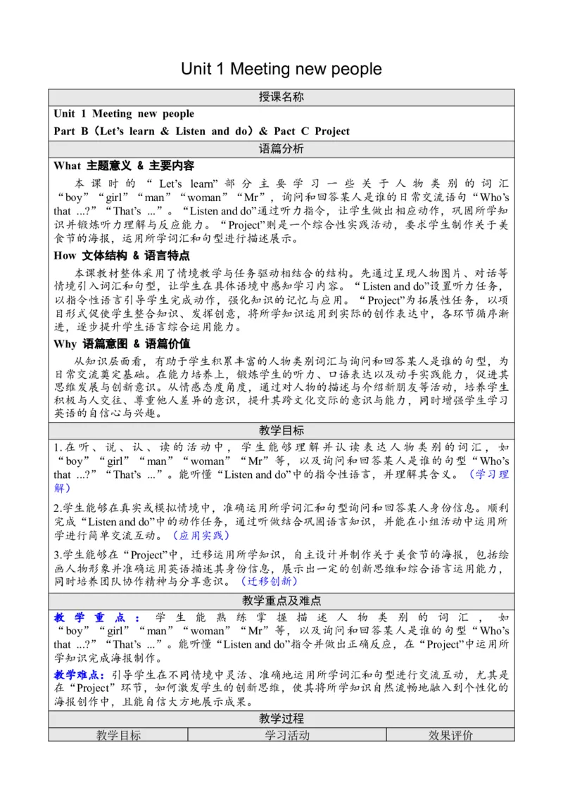 Unit1Meetingnewpeople_26春四年级上下册人教版_四上英语合集人教版PEP英语四年级上册新教材（教学视频+课件+动画+音频+练习+教案）_19同步教案课件_人教pep3_3-6下册_3年级下册