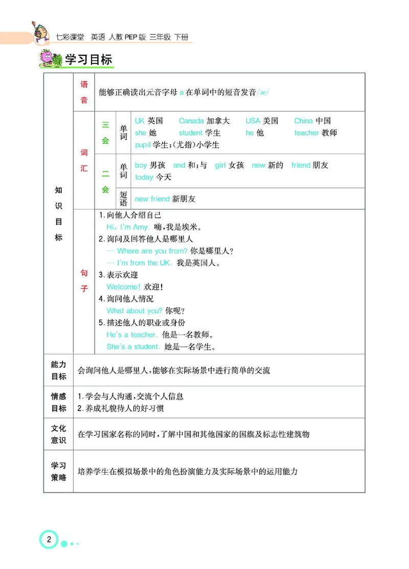 七彩课堂人教版英语3年级学生用书_26春四年级上下册人教版_四上英语合集人教版PEP英语四年级上册新教材（教学视频+课件+动画+音频+练习+教案）_17练习资料_《七彩课堂精品教辅》