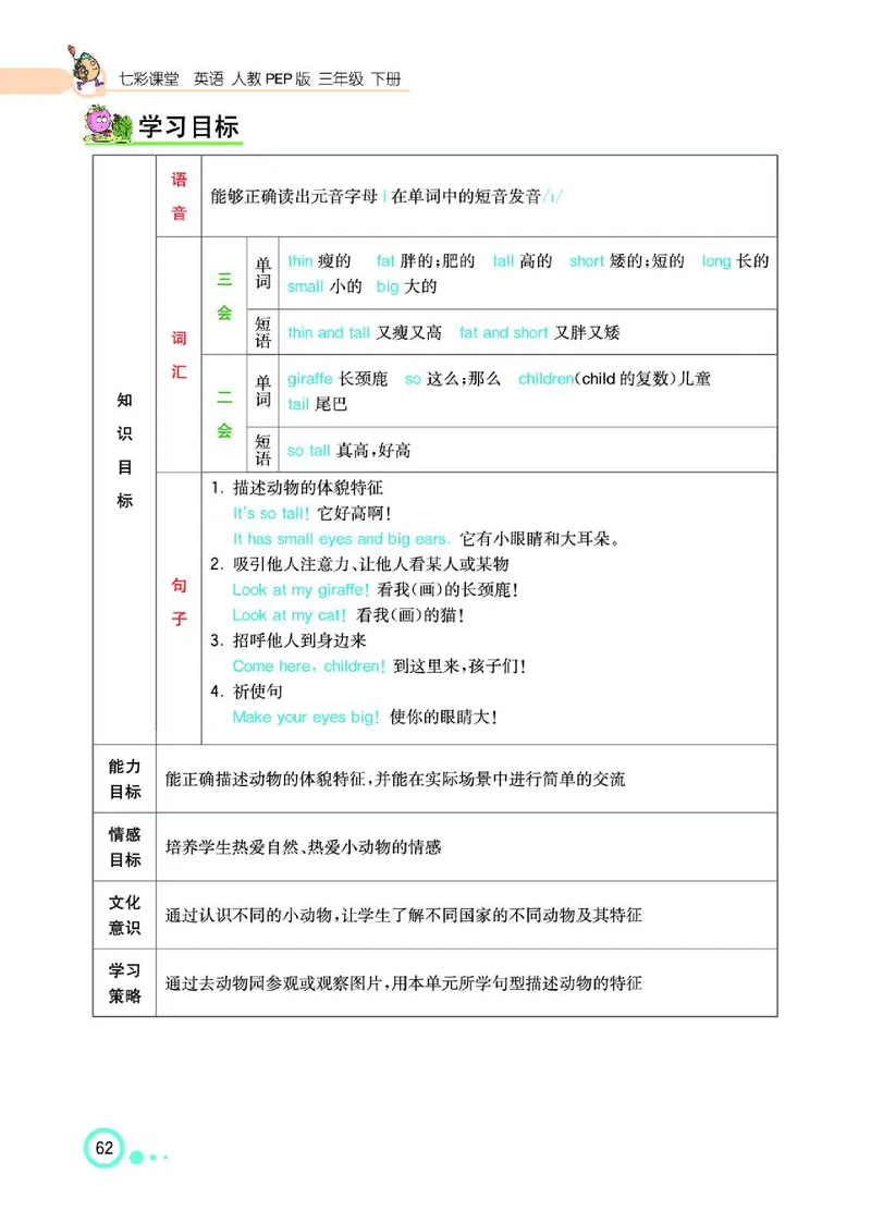 七彩课堂人教版英语3年级学生用书_26春四年级上下册人教版_四上英语合集人教版PEP英语四年级上册新教材（教学视频+课件+动画+音频+练习+教案）_17练习资料_《七彩课堂精品教辅》