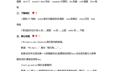 Unit1知识清单_26春四年级上下册人教版_四上英语合集人教版PEP英语四年级上册新教材（教学视频+课件+动画+音频+练习+教案）_19同步教案课件_人教pep3_3-6年级上册_Unit1Myclassroom