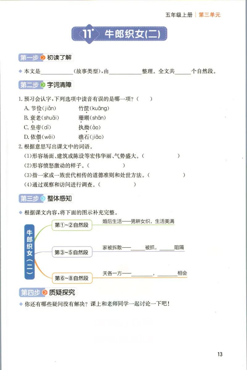 一本五年级上册语文高效预习单_26春四年级上下册人教版_四上英语合集人教版PEP英语四年级上册新教材（教学视频+课件+动画+音频+练习+教案）_17练习资料_《预习卡》_1-6上册