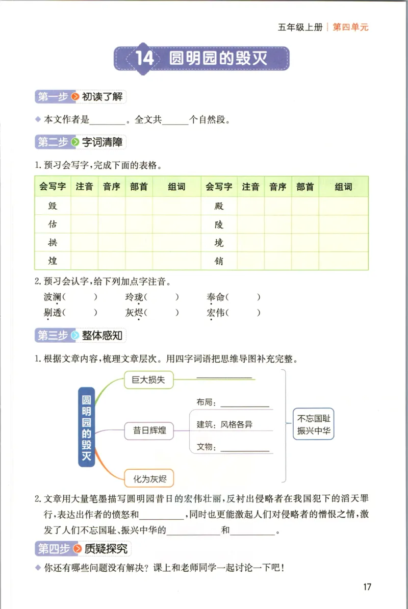 一本五年级上册语文高效预习单_26春四年级上下册人教版_四上英语合集人教版PEP英语四年级上册新教材（教学视频+课件+动画+音频+练习+教案）_17练习资料_《预习卡》_1-6上册