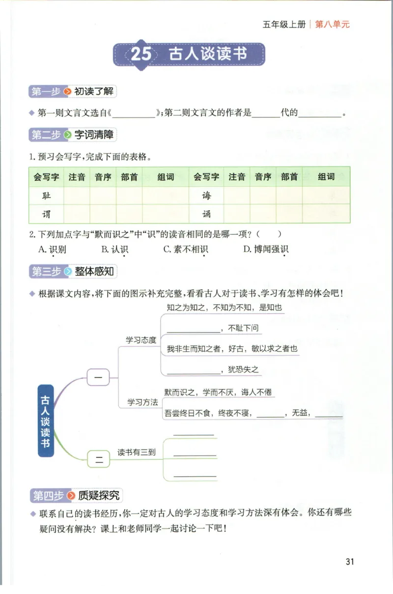 一本五年级上册语文高效预习单_26春四年级上下册人教版_四上英语合集人教版PEP英语四年级上册新教材（教学视频+课件+动画+音频+练习+教案）_17练习资料_《预习卡》_1-6上册