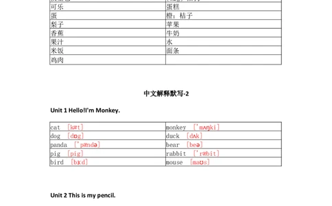 人教精通版小学英语三年级上册默写表_26春四年级上下册人教版_四上英语合集人教版PEP英语四年级上册新教材（教学视频+课件+动画+音频+练习+教案）_17练习资料_《单词默写表》