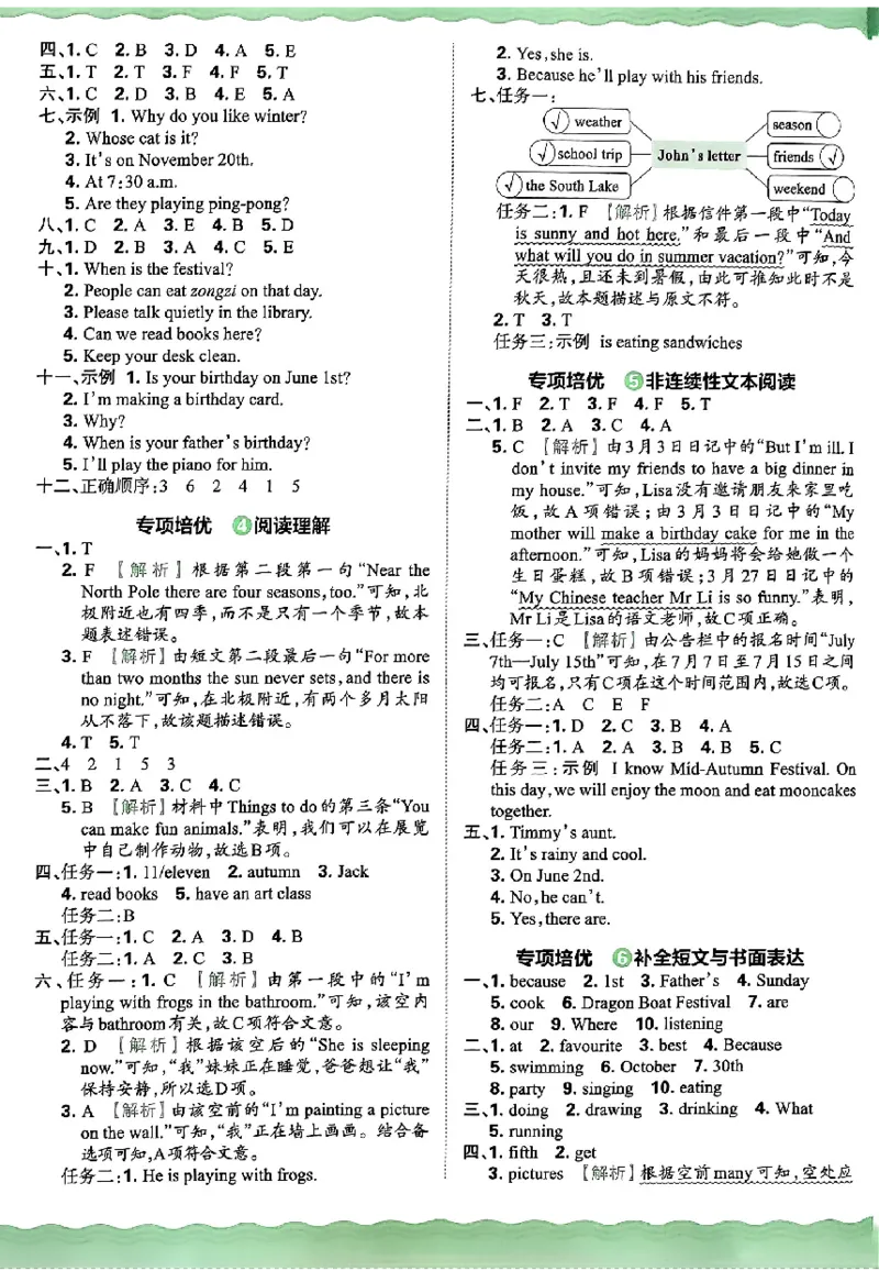 五年级英语下册人教PEP版《王朝霞培优100分》答案_26春四年级上下册人教版_四上英语合集人教版PEP英语四年级上册新教材（教学视频+课件+动画+音频+练习+教案）_17练习资料