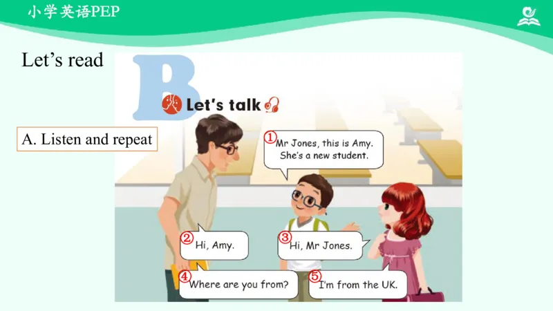 Unit1PartB课件_26春四年级上下册人教版_四上英语合集人教版PEP英语四年级上册新教材（教学视频+课件+动画+音频+练习+教案）_19同步教案课件_人教pep3_3年级下册_PDF课件