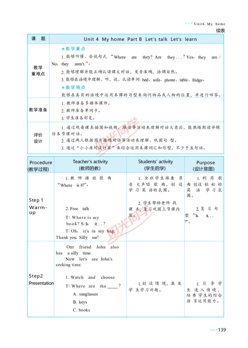 Unit4_26春四年级上下册人教版_四上英语合集人教版PEP英语四年级上册新教材（教学视频+课件+动画+音频+练习+教案）_19同步教案课件_人教pep3_小学英语PEP单独教案（3-6年级上下册）