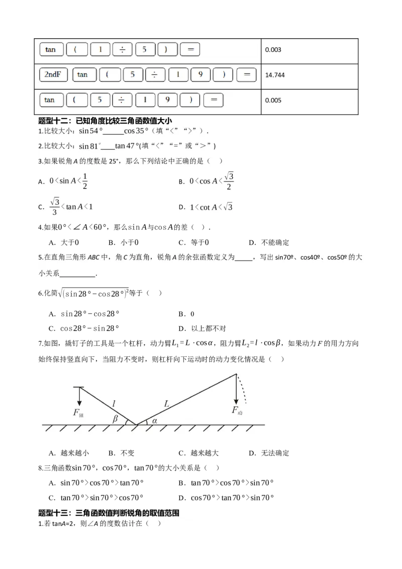 专题32锐角三角函数（原卷版）_中考数学一轮复习word_原卷版