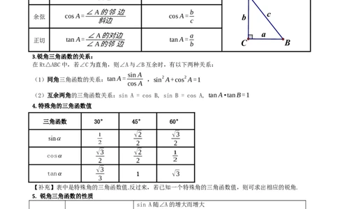 专题32锐角三角函数（原卷版）_中考数学一轮复习word_原卷版