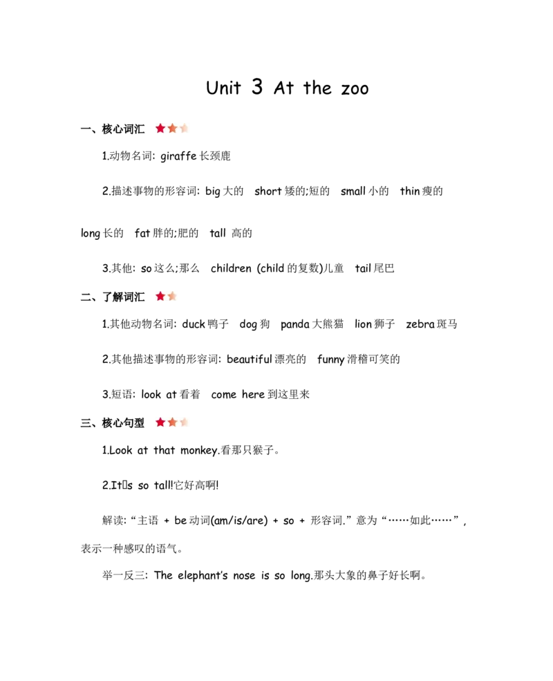 人教三下Unit3知识清单_26春四年级上下册人教版_四上英语合集人教版PEP英语四年级上册新教材（教学视频+课件+动画+音频+练习+教案）_19同步教案课件_人教pep3_3-6年级下册_3年级下册