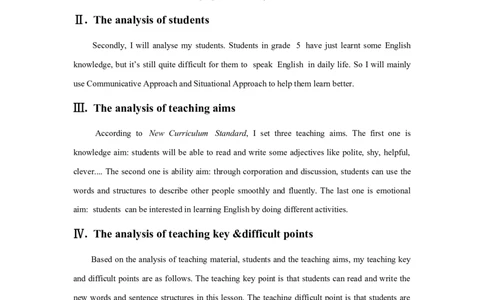 Unit1What'shelike说课稿_26春四年级上下册人教版_四上英语合集人教版PEP英语四年级上册新教材（教学视频+课件+动画+音频+练习+教案）_19同步教案课件_人教pep3_3-6年级上册_备课资源