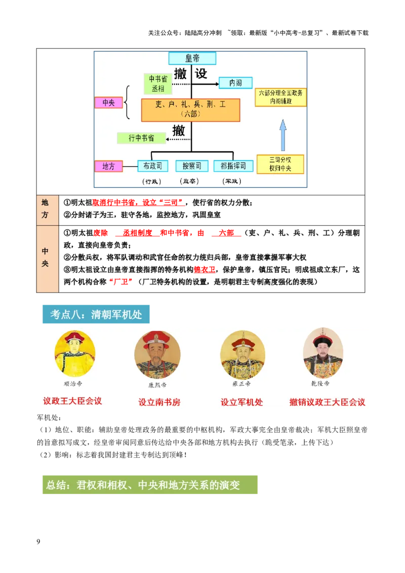 专题01权柄更迭：中国古代政治的多维探析（讲练）（原卷版）_02中考总复习（2026版更新中）_06-历史-中考总复习_2025年中考复习资料_2025中考二轮课件ppt+讲义+练习历史_讲义+练习