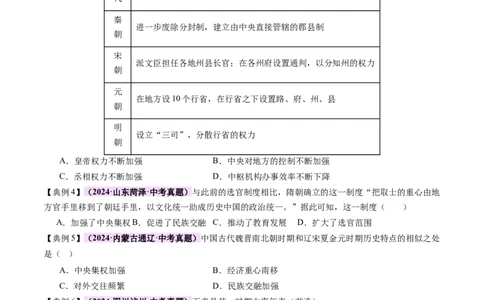 专题01权柄更迭：中国古代政治的多维探析（讲练）（原卷版）_02中考总复习（2026版更新中）_06-历史-中考总复习_2025年中考复习资料_2025中考二轮课件ppt+讲义+练习历史_讲义+练习