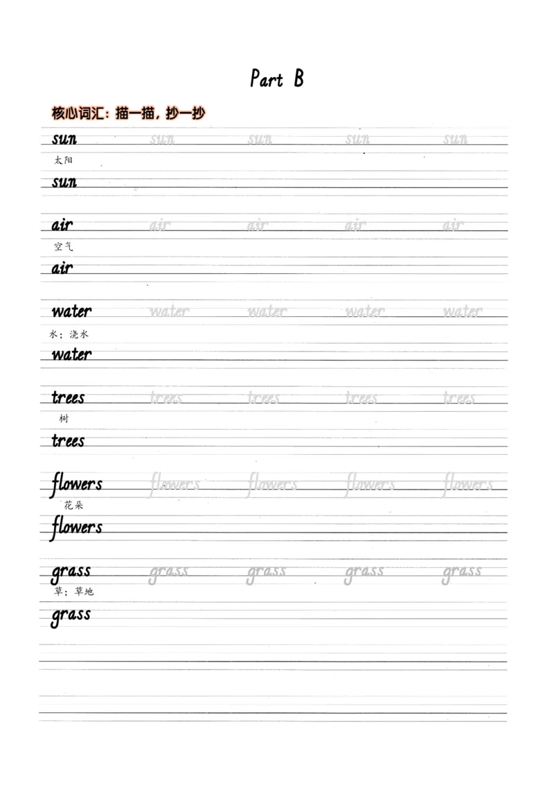 Unit4Plantsaroundus抄写练习_26春四年级上下册人教版_四上英语合集人教版PEP英语四年级上册新教材（教学视频+课件+动画+音频+练习+教案）_17练习资料_小学英语（预习复习资料大礼包）