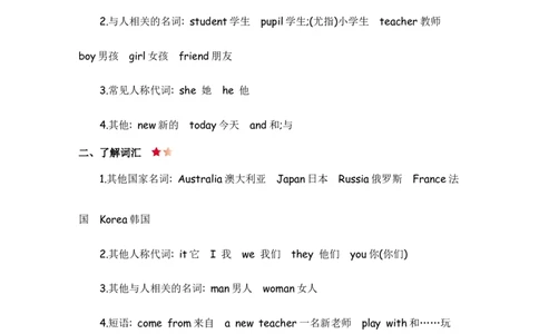 人教三下Unit1知识清单_26春四年级上下册人教版_四上英语合集人教版PEP英语四年级上册新教材（教学视频+课件+动画+音频+练习+教案）_19同步教案课件_人教pep3_3-6年级下册_3年级下册