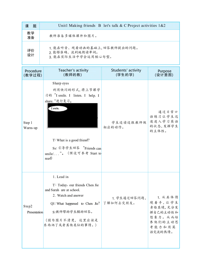 Unit1MakingfriendsPartBlet'stalk&CProjectactivities1&2大单元整体教学设计_26春四年级上下册人教版_四上英语合集人教版PEP英语四年级上册新教材（教学视频+课件+动画+音频+练习+教案）