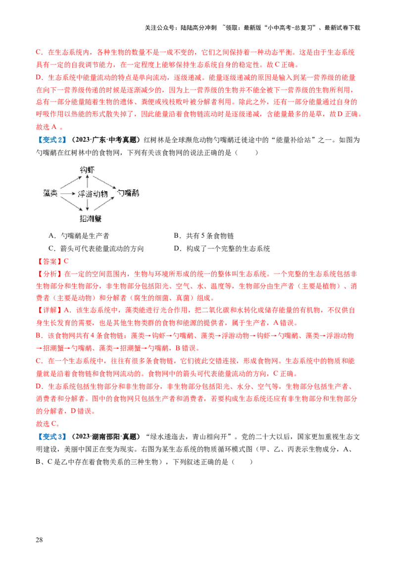 专题01生物和生物圈（讲义）（解析版）_02中考总复习（2026版更新中）_08-生物-中考总复习_2024年中考复习资料_一轮复习_❤2024年中考生物一轮复习讲练测（全国通用）_讲义