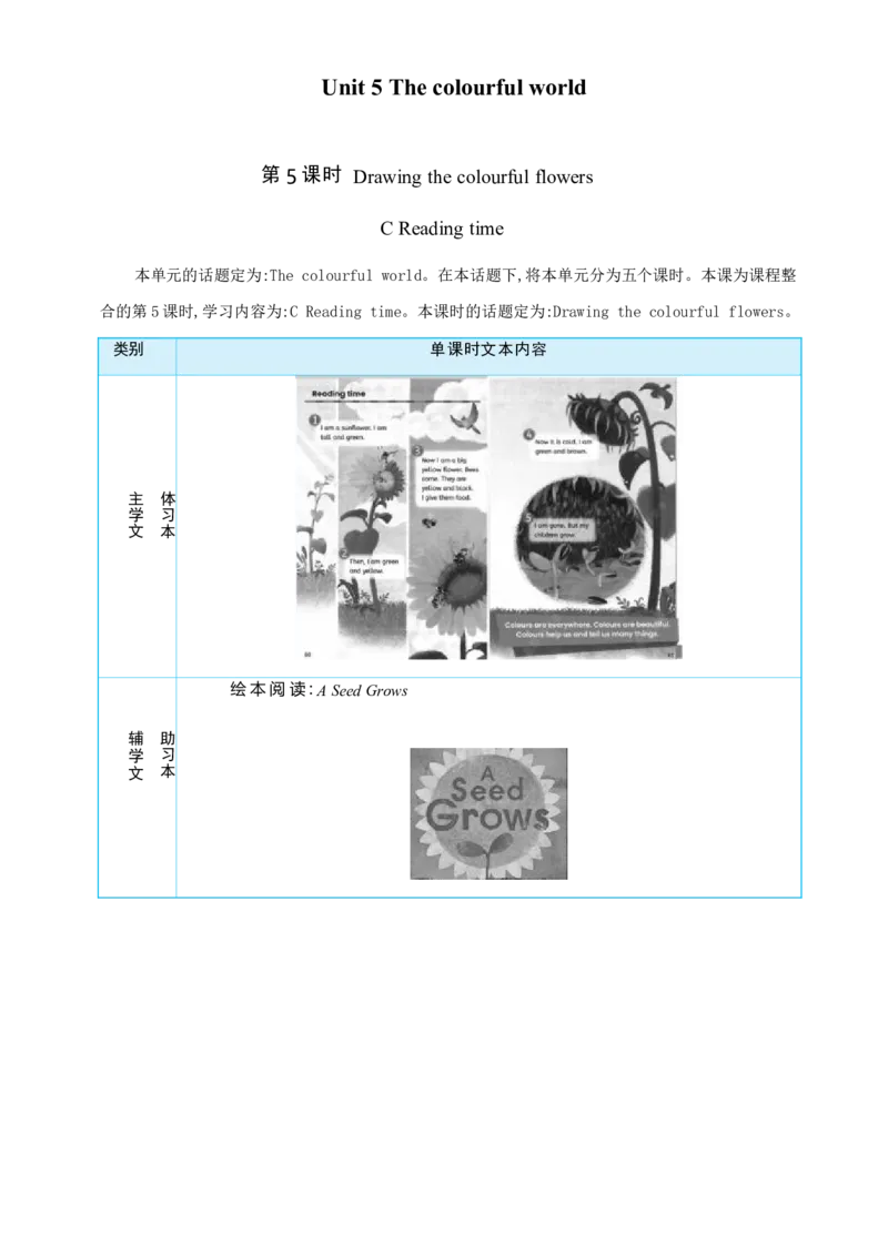 Unit5ThecolourfulworldPartCReadingtime大单元整体教学设计_26春四年级上下册人教版_四上英语合集人教版PEP英语四年级上册新教材（教学视频+课件+动画+音频+练习+教案）_19同步教案课件
