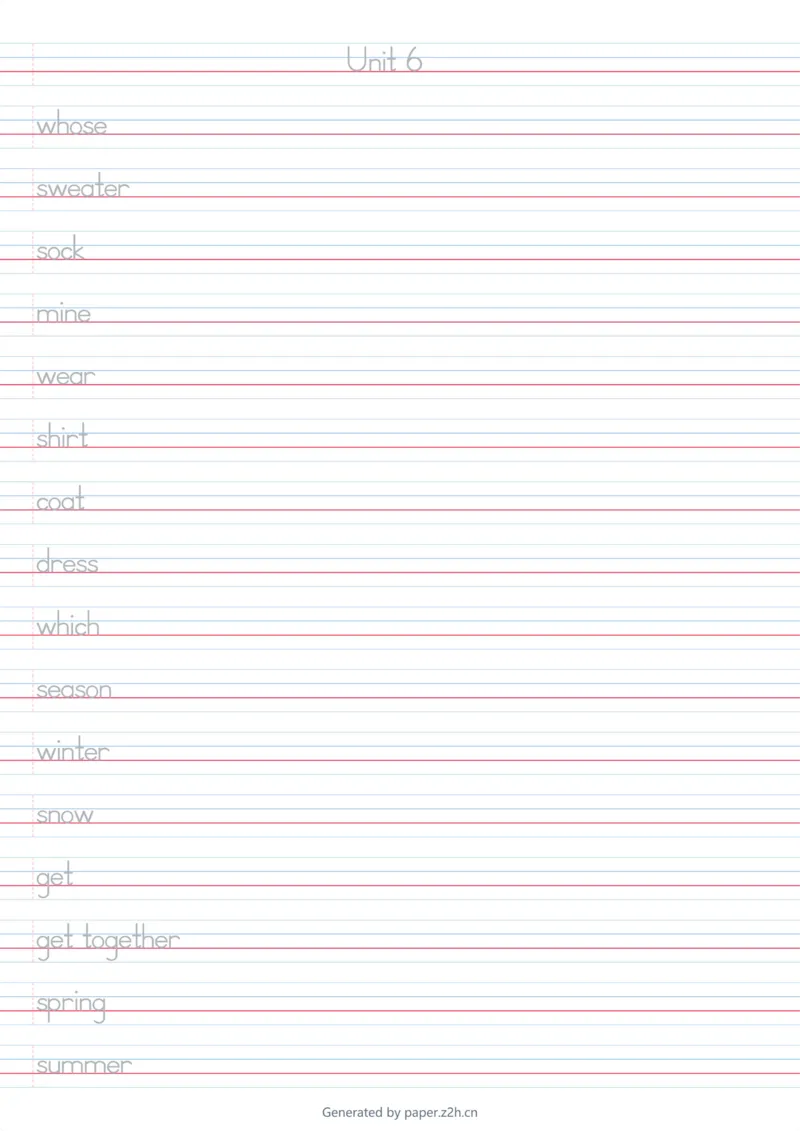 U6木棍体字帖_26春四年级上下册人教版_四上英语合集人教版PEP英语四年级上册新教材（教学视频+课件+动画+音频+练习+教案）_06单词字帖3套