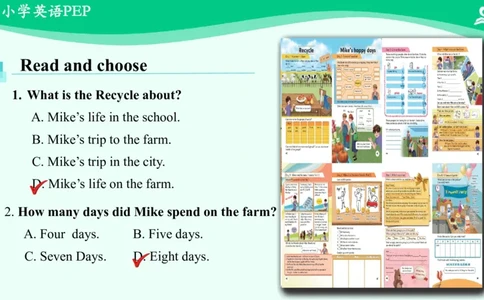 RecycleMike'shappydays(Day1-Day4)课件_26春四年级上下册人教版_四上英语合集人教版PEP英语四年级上册新教材（教学视频+课件+动画+音频+练习+教案）_19同步教案课件_人教pep3_6年级下册