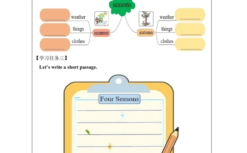 7Lesson13Seasons_学习任务单_26春四年级上下册人教版_四上英语合集人教版PEP英语四年级上册新教材（教学视频+课件+动画+音频+练习+教案）_17练习资料_小学英语（预习复习资料大礼包）