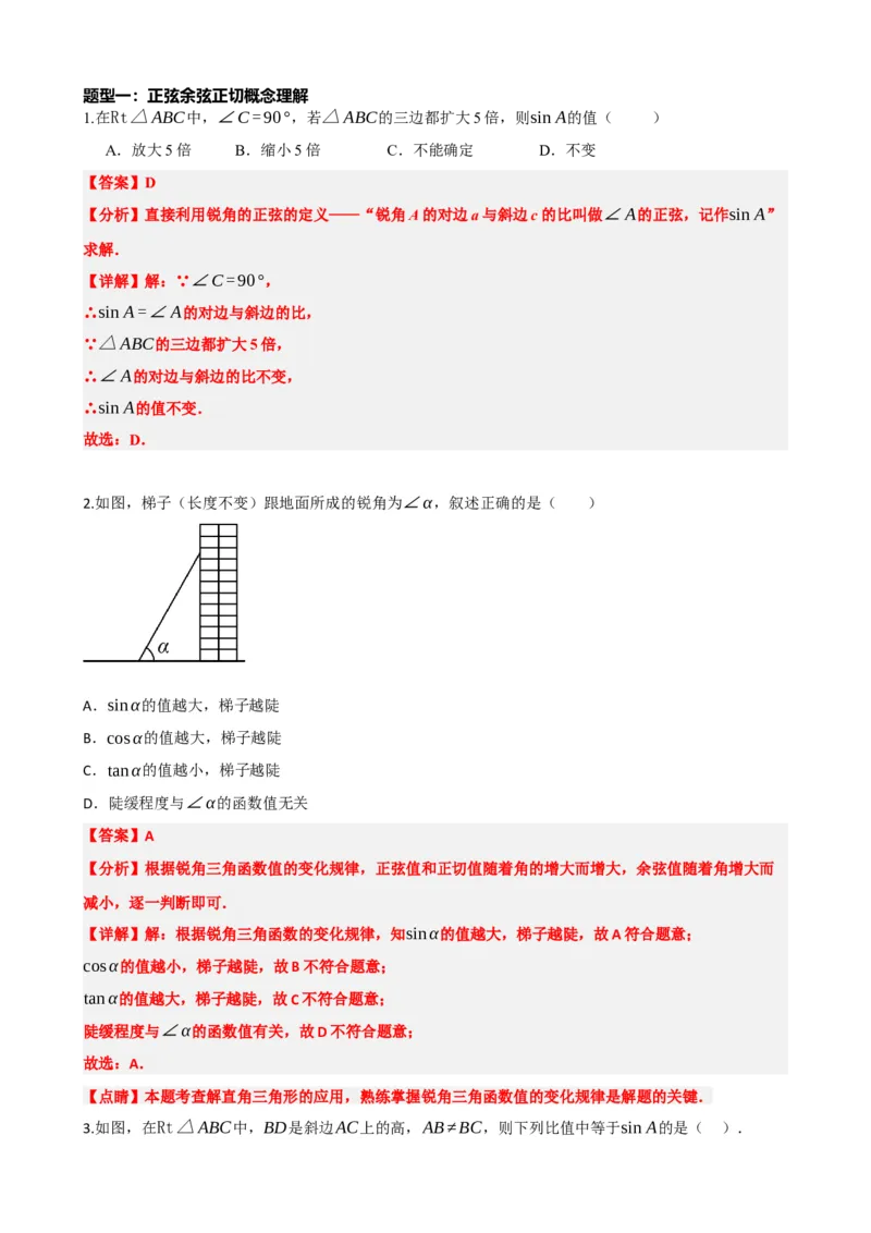 专题32锐角三角函数（解析版）_中考数学一轮复习word_解析版