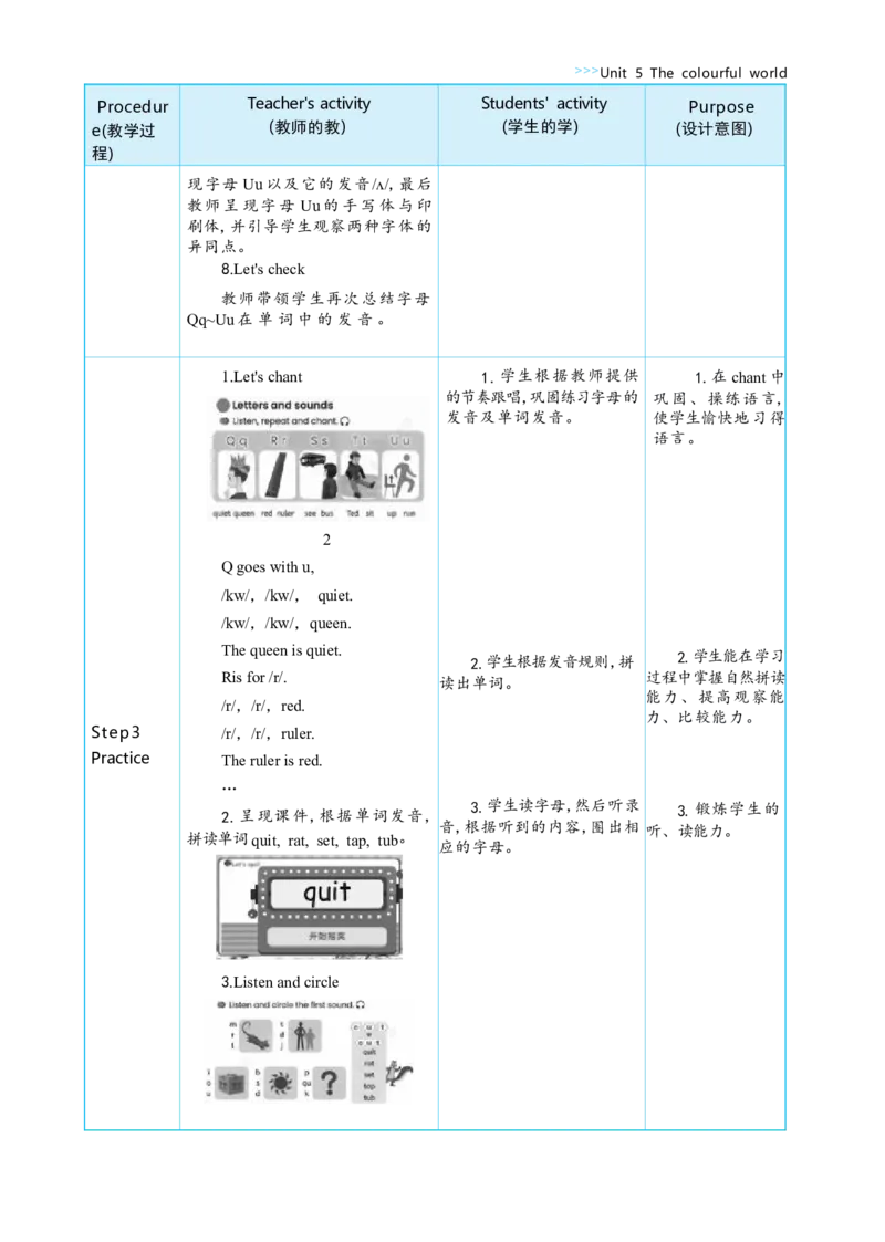 Unit5ThecolourfulworldPartALettersandsounds大单元整体教学设计_26春四年级上下册人教版_四上英语合集人教版PEP英语四年级上册新教材（教学视频+课件+动画+音频+练习+教案）_人教pep3