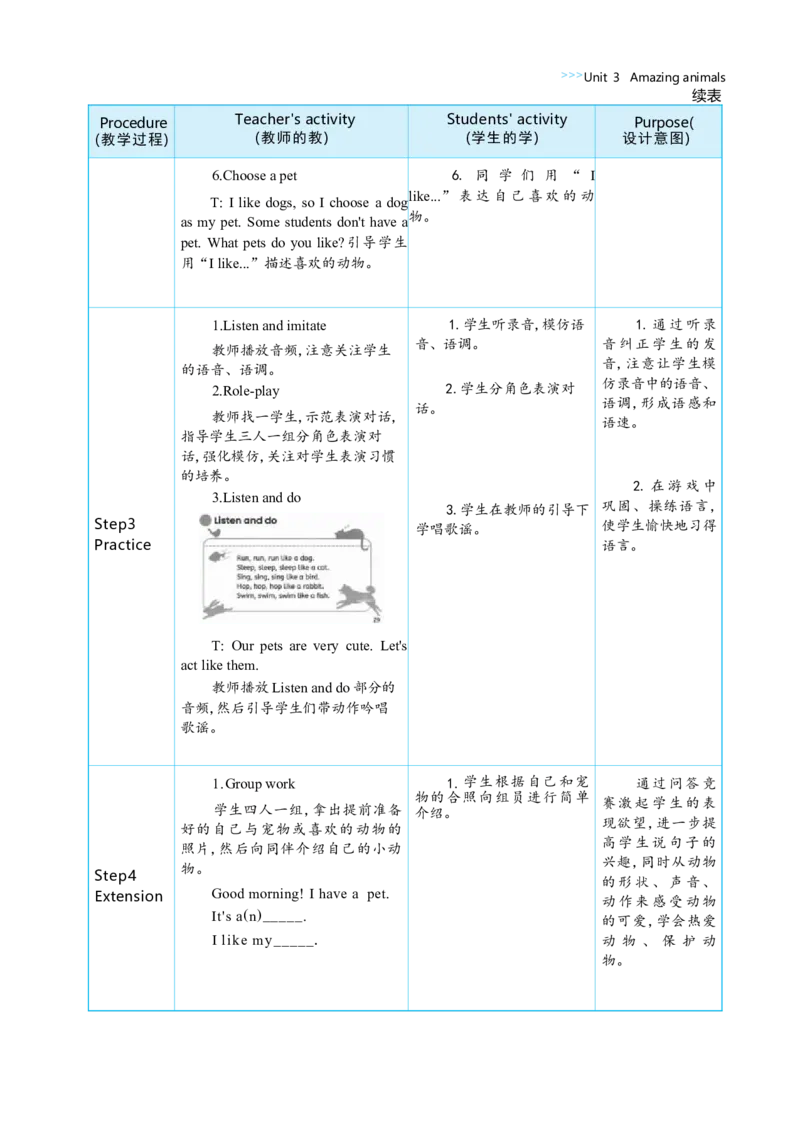 Unit3AmazinganimalsPartALet'stalk&Let'slearn大单元整体教学设计_26春四年级上下册人教版_四上英语合集人教版PEP英语四年级上册新教材（教学视频+课件+动画+音频+练习+教案）_Unit3