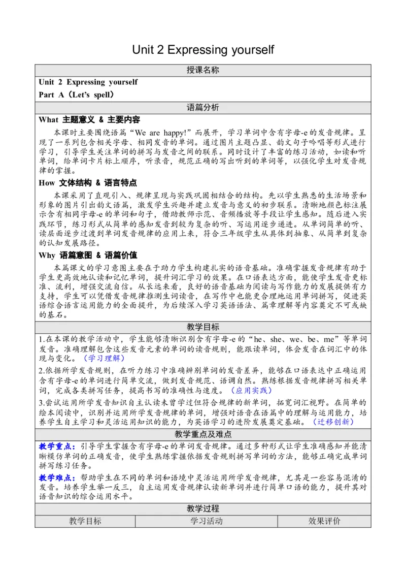 Unit2Expressingyourself_26春四年级上下册人教版_四上英语合集人教版PEP英语四年级上册新教材（教学视频+课件+动画+音频+练习+教案）_19同步教案课件_人教pep3_3-6下册_3年级下册